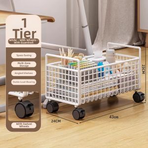 Mobile Bookshelf With Wheels Desk Side Storage Shelf