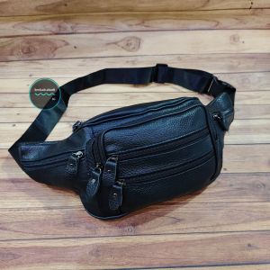 Tas pria kulit bahu pinggang selempang waistbag kulit full multifungsi