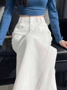 American Style High Waist Wide Leg Jeans Womens Spring Autumn Loose Slimming Straight Cut Cotton Denim Trousers