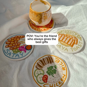 Singapore Gift Fast-Drying Coasters Set | Unique SG Food Souvenirs | Housewarming Gift | Diatomite Coasters
