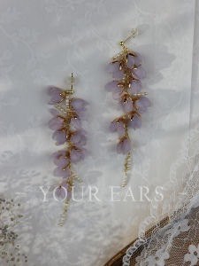 Original Handmade Lavender Love Earsrings with Exaggerated Fairy-like Design Alloy Plated in Silver or Gold Suitable for Females