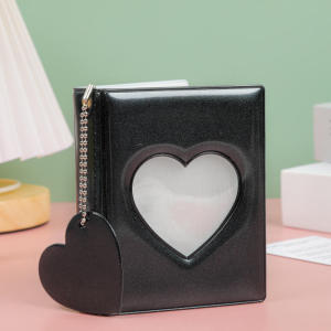 New 3-inch Solid Color Photo Album Love Hollow Photocard Holder with Heart Pendant Kpop Idol Cards Collect Book Polaroid Album