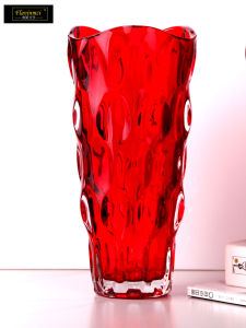 Luxury Crystal Glass Flower Vase Red Festive Decorative Item for Dining Table Living Room Roses And Lilies Arrangement Home Decor