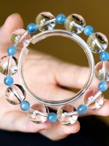 Montagne Jewelry Original Design Fine Jewellery Natural 14-15mm White Crystal Mini Aquamarine Bracelets