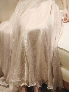 Super Fairy Dress 8M กว้างสีบริสุทธิ์ Retro Wind เอวธรรมชาติเอวชุดยาว Ruffles Bright Silk Wave องค์ประกอบ