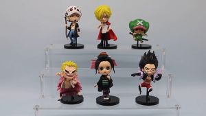 Set of 6 One Piece: Q Version Mini Figure Luffy Sanji Chopper Doflamingo Law and Robin MIni Action Figure 10-11 cm