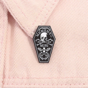 Memento Mori Skull Enamel Pin Gothic Skeleton Coffin Halloween Brooch Lapel Backpack Badge Jewelry Accessories Gift for Friends