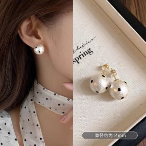 925 Silver Needle Simple Cotton Polka Dot Pearl Earrings Fashion Fresh Ear Candy Hole Earrings Fashion High End Ear Jewelry