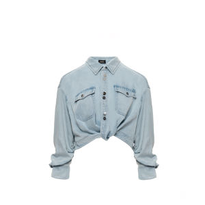 Pinko | Tencel Twisted Hem Denim Jacket