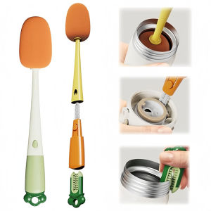 1/2 creative 3-in-1 cup brush carrot shaped long handle bottle brush household multifunctional cup washing brush cleaning brush