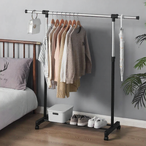 Durable Foldable Telescopic Drying Rack With Wheels For Home