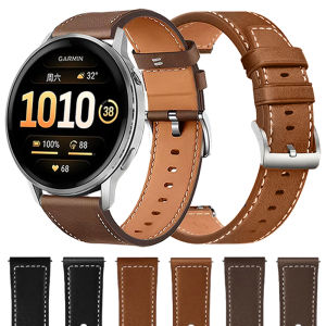 For Garmin Venu 4 45mm Strap 22mm Leather Band For Garmin D2 Air X15/Forerunner 570 47mm 255 Music 265/Venu2 3 Replace Watchband