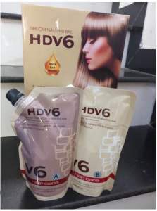 Nhuộm phủ bạc tóc HDV6 màu nâu 500ml x2 phủ bạc tại nhà phủ bạc tóc màu nâu