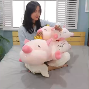 gấᴜ Bông Heo Vương Miện Thiên Thần Gối ôm lợn hồng siêu mềm mịn hình thú cute K15T2