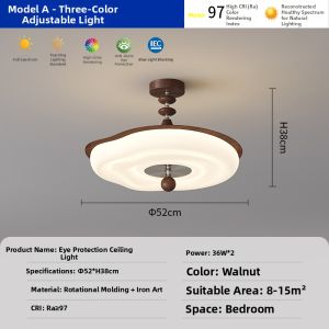FANZHEN | Elegant French Style Retro Walnut Wooden Pattern Creative Lotus Eye-protection Ceiling Light