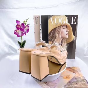 Guốc nữ cao gót đúp vuông 9p quai bản trong kết khóa pha lê G33