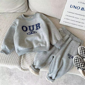 Kids Fleece Stes BoysThicken Suit  Baby Girls  Sweatshirts+Sweatpants 2 Pcs Kids Autumn New Outfits Winter Warm Children Clothes