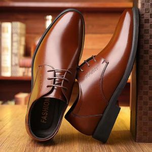 Large Size British Casual Business Formal Mens Leather Shoes Wedding Shoes Versatile Work Shoes Mens Waterproof Leather Shoes
