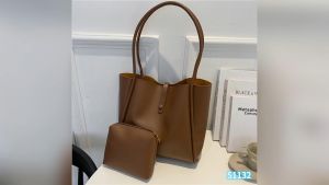 UISNMALL#S1132 New Large Capacity Handbag Versatile Solid Color PU Mother and Child Bag for Women