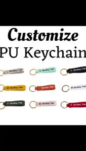 Customize PU Keychain Kustom Design Logo/Ayat/Nama Personalized Gift Hadiah Keyring NO MOQ Souvenirs