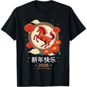 2026 Year of The Horse Women TShirt Chinese New Year Red Horse Graphic Tshirt Chinese New Year Casual Short Sleeve Clothing