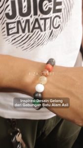 Gelang Tangan 20 Batu Akik ASLI Alam Natural ORIGINAL Warna Warni Etnik Unik untuk Fashion Pria Wanita