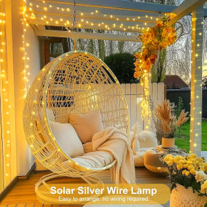Outdoor Solar Silvery Wire Light 8 Lighting Mode Christmas Waterproof Fairy String Lights for Garden Camping Wedding Decoration