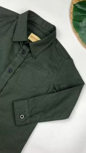 Bronkis Junior Kemeja Anak Laki Laki Desain Kemeja Lengan Panjang Linen Warna Army untuk usia 0-6 tahun