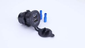 12V 24V Dual USB Car Charger Socket USB C PD & QC 3.0 Fast Charging Port with Indicator Light for Car Boat Motorcycle RV