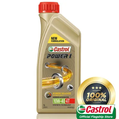 100% ORIGINAL GENUINE CASTROL POWER 1 10W-40 4T 1LITRE API SN JASO MA2