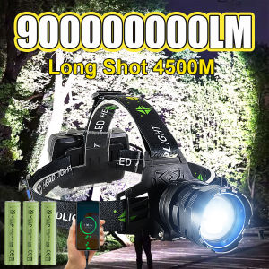 900000000LM Strong Light LED Headlight Most Powerful Long Range Head Flashlight USB Rechargeable Lamps Waterproof Work Light