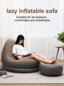 MISO 2 IN 1 Lazy Sofa Inflatable Footstool With Pump Portable  Outdoor Household  Air Cushion Sofa Adult Camping Air Sofa