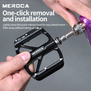 MEROCA Quick Release Bicycle Pedals 3-Bearing Non-slip Aluminum Alloy Folding Bicycle Pedals Bike Pedal