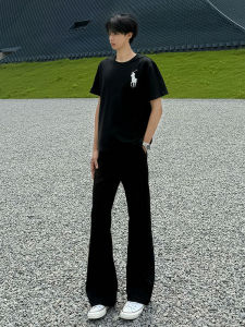 Quần Ống Đứng Đen American High Street Micro Flare Dành Cho Nam Quần Dài Thường Ngày Quần Tây Quần Ống Đứng Quần Dài Mùa Thu