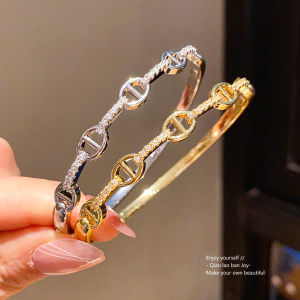 Fashion bracelet womens new 18K real gold electroplated zircon buckle bracelet light luxury high-end bracelet fashion temperament bracelet