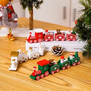 Christmas Train Decoration Toy Wooden Mini Train Childrens Christmas Gift Ornaments