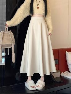 New 2026 Spring French Style Thicker A-line Skirt Medium-Length
