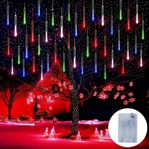 30cm Meteor Shower Rain String Lights Christmas Decorations for Home  AA Battery LED Lights Street Outdoor Wedding 2026 New Year