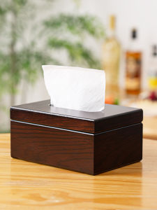 Real Wood Desktop Tissue Box for Home Commercial Use Hotel Restaurant Homestay Walnut Wood Tissue Box with Logo