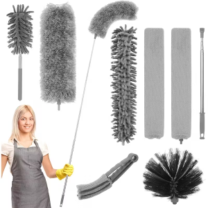 8pcs Telescopic Retractable Duster Telescopic Length Up to 112.2 Inch Washable Microfiber Duster Cleans Fan High