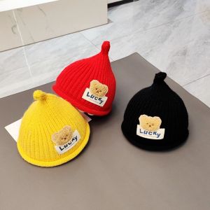 Mũ Len Trẻ Em Hình Gấu Dễ Thương Mũ Len Dệt Kim Ấm Áp Cho Bé Trai Và Bé Gái Mùa Thu Đông Mũ Trùm Đầu Hình Mỏ Vịt
