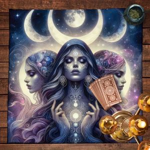 ผ้าปูโต๊ะไพ่ทาโรต์สีม่วงมิสติก วิคามา ผ้าปูแท่นบูชาโหราศาสตร์ ผ้าปูแท่นบูชาที่บ้าน ของตกแต่งสำหรับการทำสมาธิ ผ้าปูโต๊ะกันน้ำ