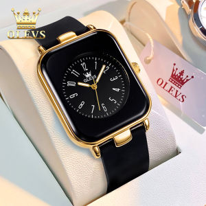 OLEVS resmi autentik jam tangan wanita dewasa terbaru 2024 elegan simple anti air digital persegi dial kado ultah buat cewek