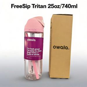 【100% Authentic】Owala FreeSip Sports Water Bottle Food-grade Clear Tritan Plastic Flask 25Oz/740ml with Straw for Cold  & Warm Drink | BPA Free