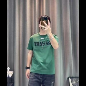 Mens Short-sleeved T-shirt 2024 Summer New Letter Embroidery Cotton Half-sleeved T-shirt High-end Mens Tops Trendy Brand Handsome Youth Clothing