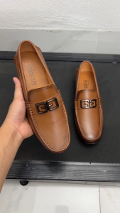 giày mọi da bò dập vân đế cao su khâu - giày mọi da nam