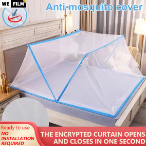 Foldable Mosquito Net Bed Canopy Tent Summer Bedroom Windproof Adult Bed Netting Curtains for Single Beds