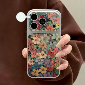 Retro Flower Pu Leather Case For iPhone 17 Pro Max 16 Pro Max 15 14 13 12 Pro Max 11 Shockproof Large Len Protective Cover Funda