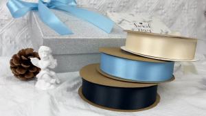 1 Inch x 50 Yards Solid Satin Ribbon Single Face Fabric Ribbons for Gift Wrapping Crafting Bows Bouquet Wedding Invitation Floral Arrangement Baby Shower Light Blue