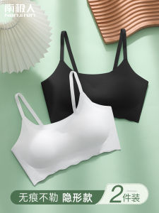 เสื้อชั้นในแบบเกาะอกผ้าไหมน้ำแข็งไร้ตะเข็บสำหรับผู้หญิง เสื้อชั้นในแบบสายเดี่ยวบาง ทรงกระบอกเล็ก เสื้อชั้นในไร้โครง คอลเลกชันฤดูร้อน 2025